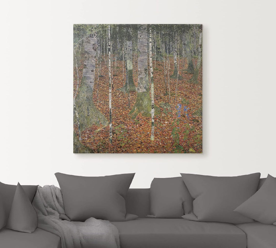 ARTland Leinwandbilder Wandbild Bild auf Leinwand 70x70 cm Wanddeko Landschaften Wald Bäume Birke Bi