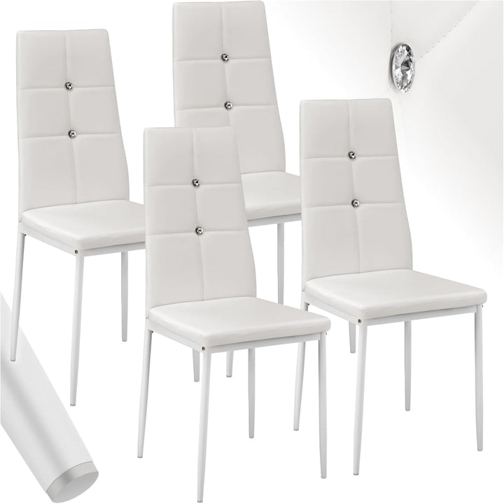 tectake Esszimmerstuhl 40x42x97cm | -Diverse Farben und Mengen- (4X Weiss | Nr. 402547), 4x Weiss |