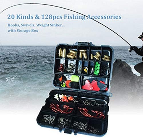 Angelzubehör Set, CYSFETENA Angelkoffer mit Zubehör 24 Fächer Angelbox voll beladen mit Angelköder H