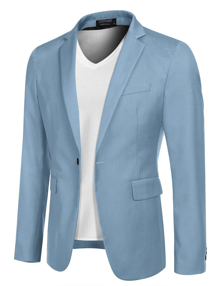 COOFANDY Herren Sportlich Freizeit Blazer Business Sakko Anzugjacke 1 Knöpfe Einfarbig Regular Fit K