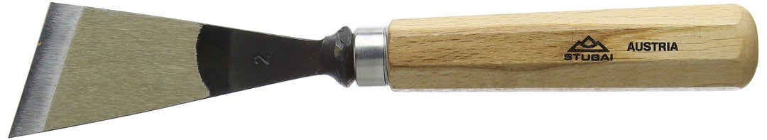 STUBAI Stemmeisen Stechbeitel Serie 52 - Form 2 | Gerades Balleisen, schräg - 50 mm, mit Holzgriff,