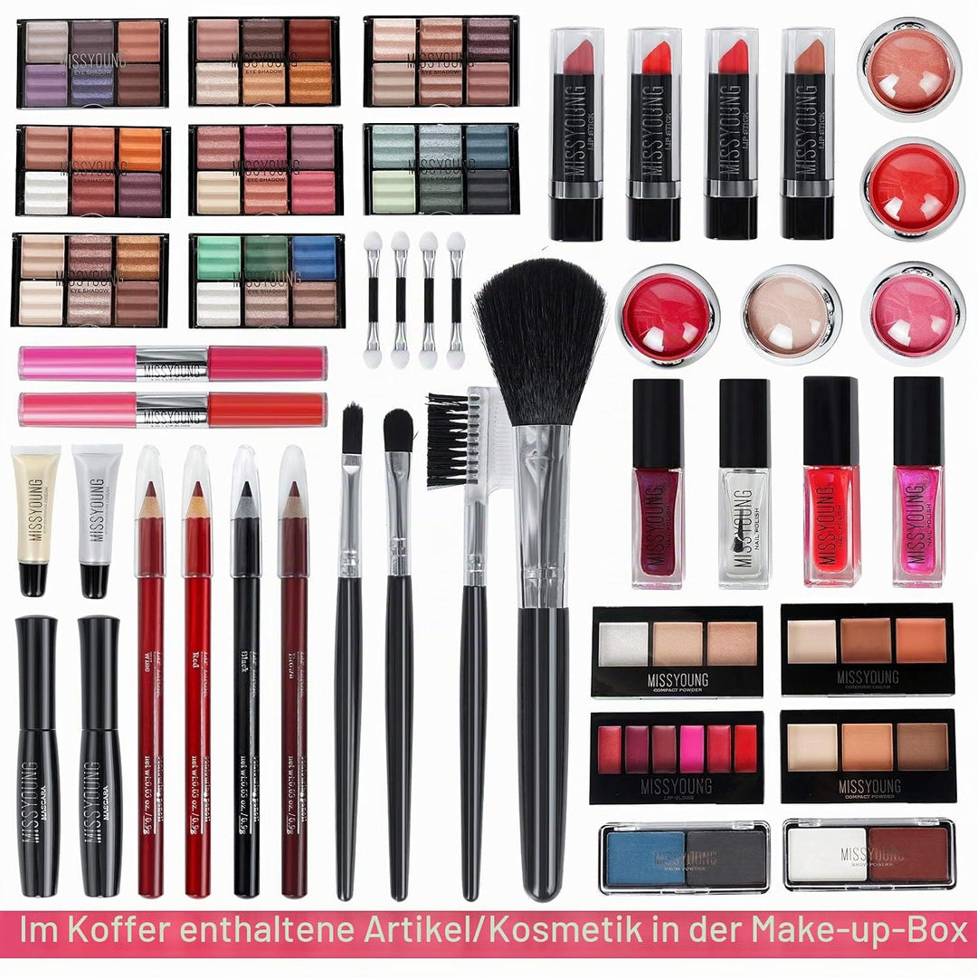 JasCherry Schminkkoffer Multifunktions Schmink Kosmetik Make-up Set mit Lipgloss, Lidschatten, Blush