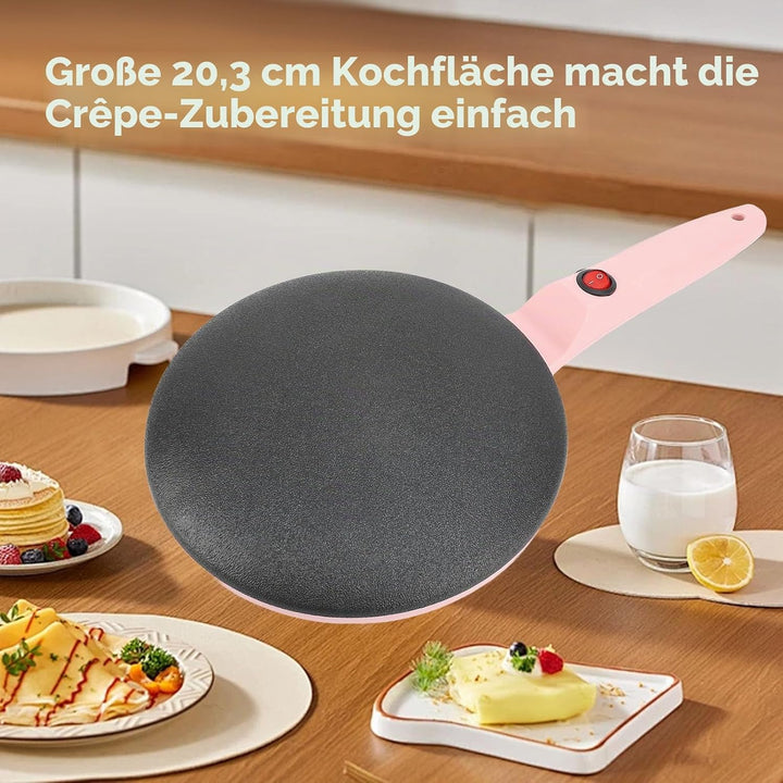 Elektrischer Crêpes-Maker, 8-Zoll-tragbarer Crepes-Maker, Crêpes-Pfanne und Antihaft-Tauchplatte, Ha