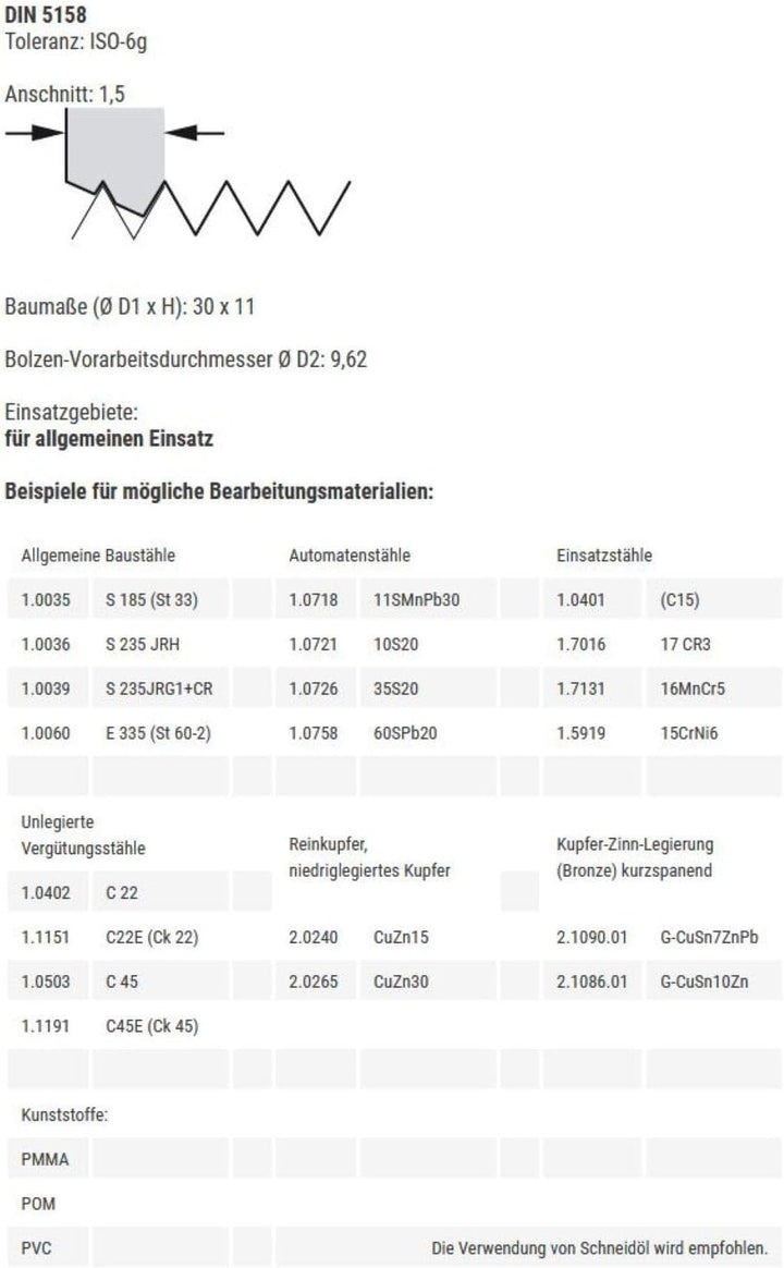 BAER Schneideisen G 1/8 x 28 - HSS - Gewindeschneider Aussengewindeschneider Rohrgewinde