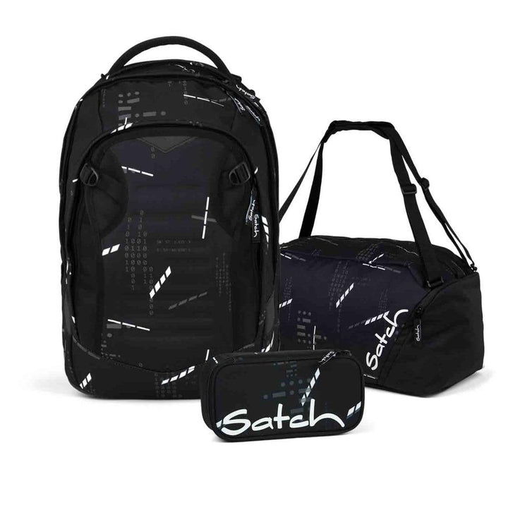Satch Match Plus Schulrucksack Set 3tlg. inkl. Schlamperbox und Sporttasche (Ninja Matrix), Ninja Ma