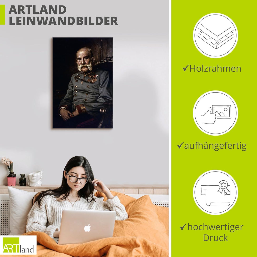ARTland Leinwandbilder Wandbild Bild auf Leinwand 40x60 cm Wanddeko Österreich Uniform Orden Portrai