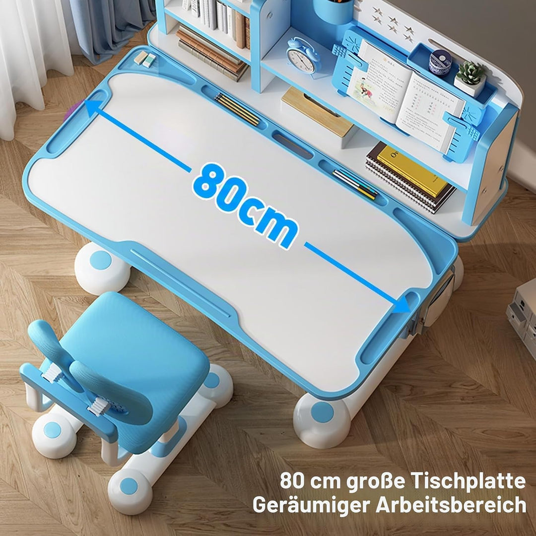 Schreibtisch- und Stuhl-Set, höhenverstellbar, für Kinder, Schule, Studium, Tischstuhl-Set mit Sitzk