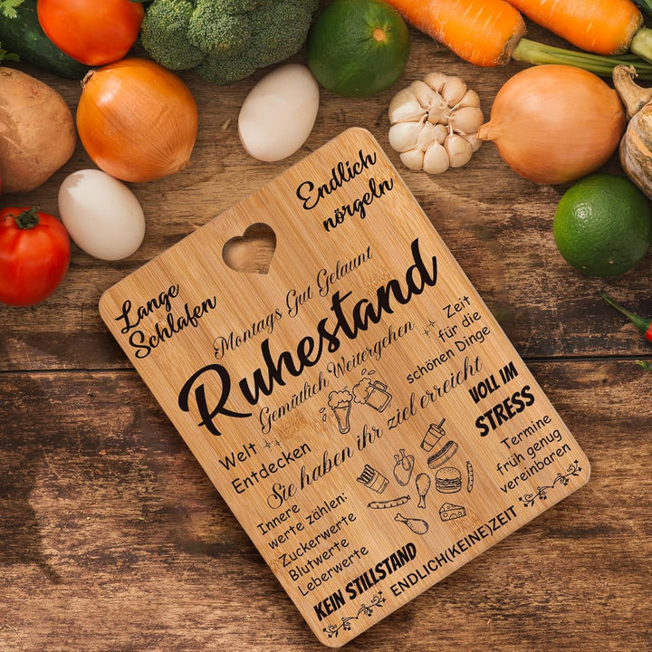 Ruhestand Geschenk, Renteneintritt Geschenk Frau Männer - Graviertes Bambus Schneidebrett, Rente Ges