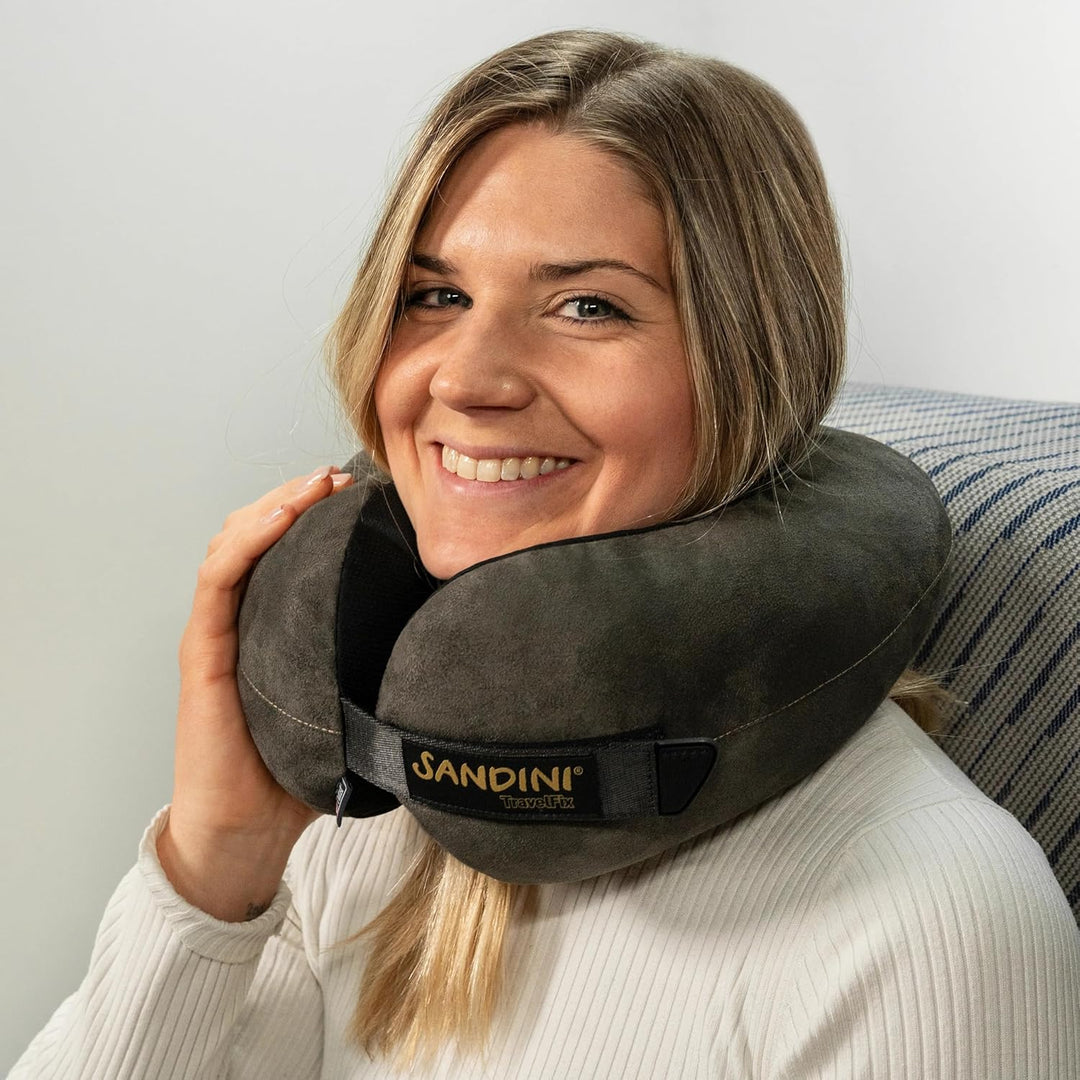 SANDINI TravelFix Outlast – Premium Reisekissen Made in EU/Nackenkissen mit ergonomischer Stützfunkt
