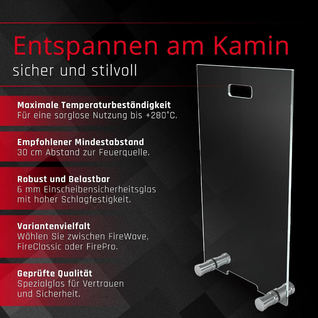 BIJON Kaminschutzgitter aus Spezial-Sicherheitsglas, Hitzeschutz Funkenschuztgitter, Ofenschutzgitte
