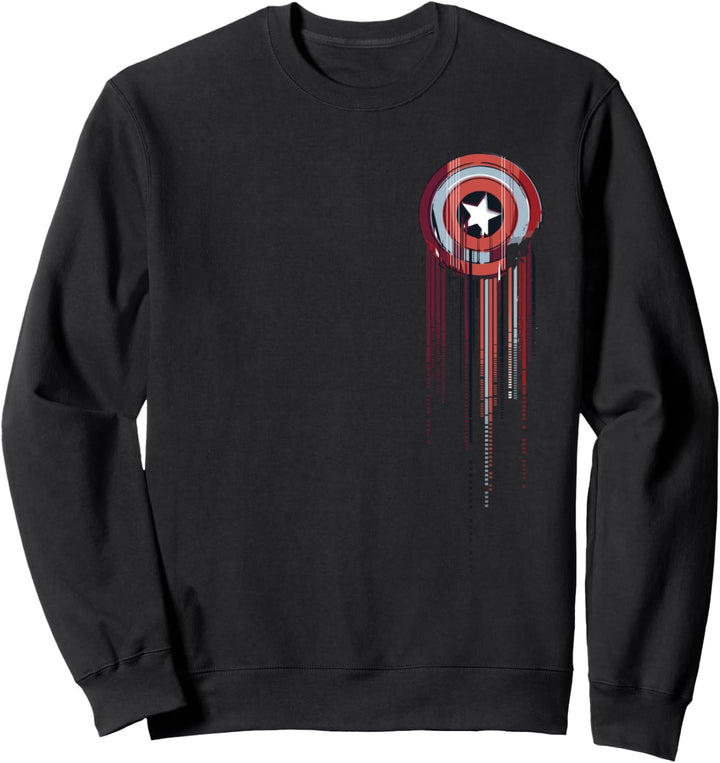 Marvel Captain America Shield Small Print Glitch Sweatshirt