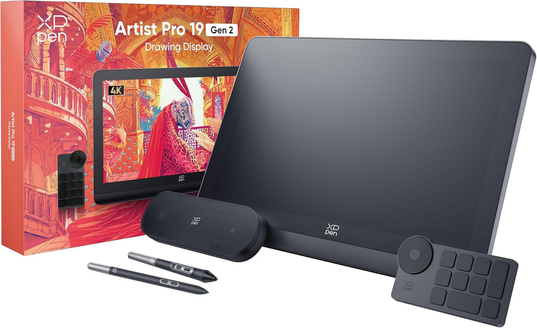 XPPen 4K Grafiktablett mit Display, Artist Pro 19 Gen 2, 18,4 Zoll Grafikmonitor, 16K X3 Pro Stift,