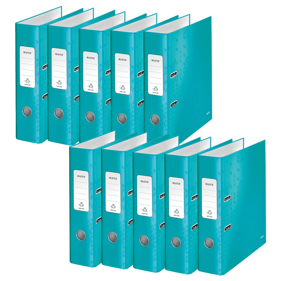 Leitz Wow 1005 A4 80mm Lever Arch File - Ice Blue (Pack of 10) , Design kann variieren