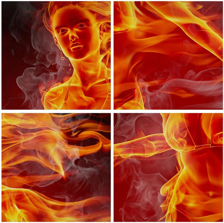 Bilder auf Leinwand Frau Flammen Illustration Leinwandbild 60x60cm Wandbilder Dekoration Wohnzimmer