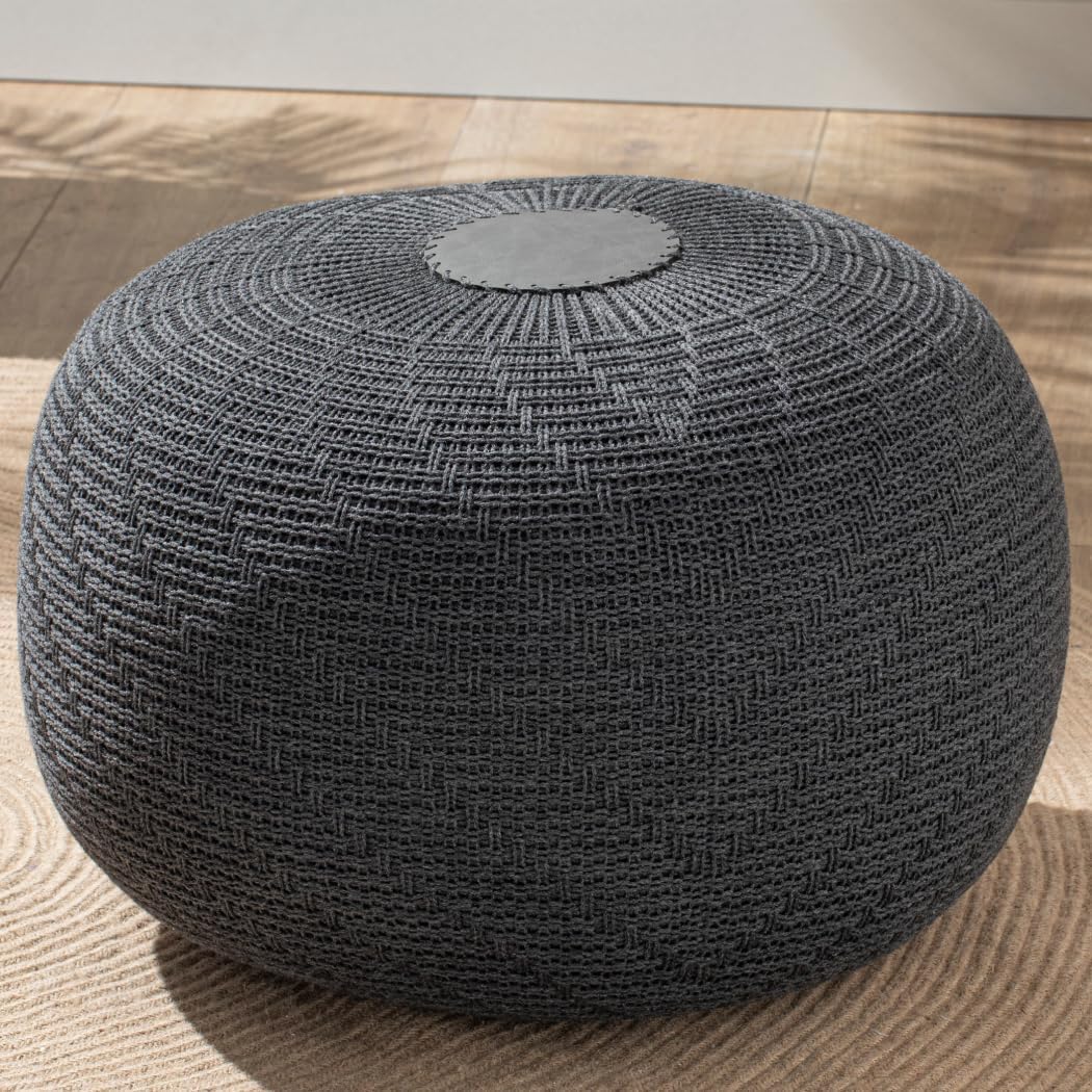 ENGLISH HOME Pouf Hocker, Rund Sitzpouf, Sitzhocker, Sitzpuff, Fusshocker, Strick Puff Hocker für Wo