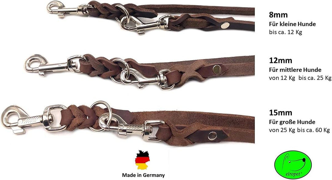 Hundeleine Fettleder kleine Hunde/grosse Hunde 2m / 2,40m / 2,80m / 3,50m / 5m Doppelleine verstellb