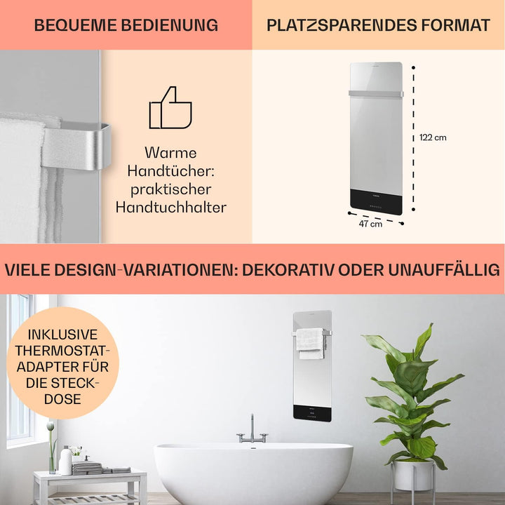 Klarstein Hot Spot Infrarotheizung, Infrarotheizung mit Thermostat, Heizung mit Erkennung Offener Fe