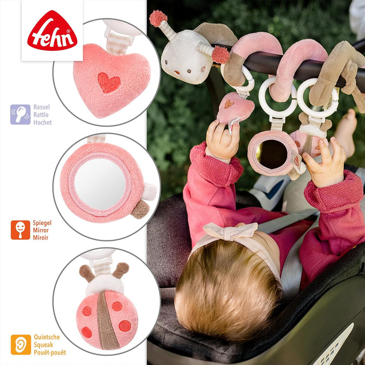 Fehn Musik Mobile Bruno - Baby Einschlafhilfe Musikspielzeug mit süssen Tieren & Activity Spirale Bi