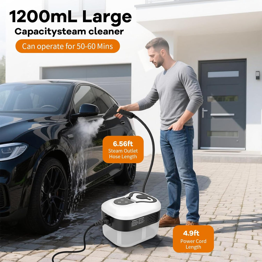 2500W Handheld-Dampfreiniger mit 4,5 Bar Druck – 1200ml Wassertank, 6 verstellbare Dampfstufen, 15s