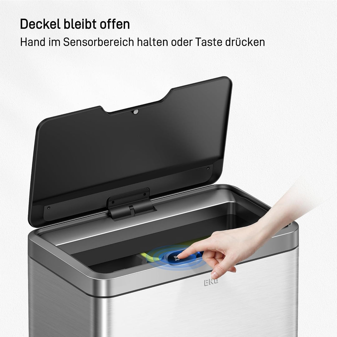 EKO Mirage Mülleimer mit Sensor, Mülleimer 2 Fächer 2 x 20L, Automatischer Küchenmülleimer, 2 Kunsts