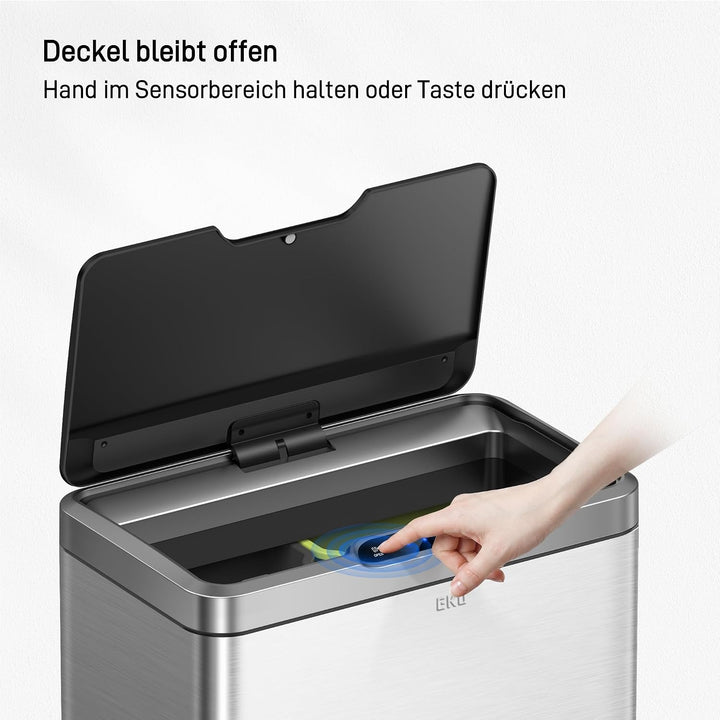 EKO Mirage Mülleimer mit Sensor, Mülleimer 2 Fächer 2 x 20L, Automatischer Küchenmülleimer, 2 Kunsts