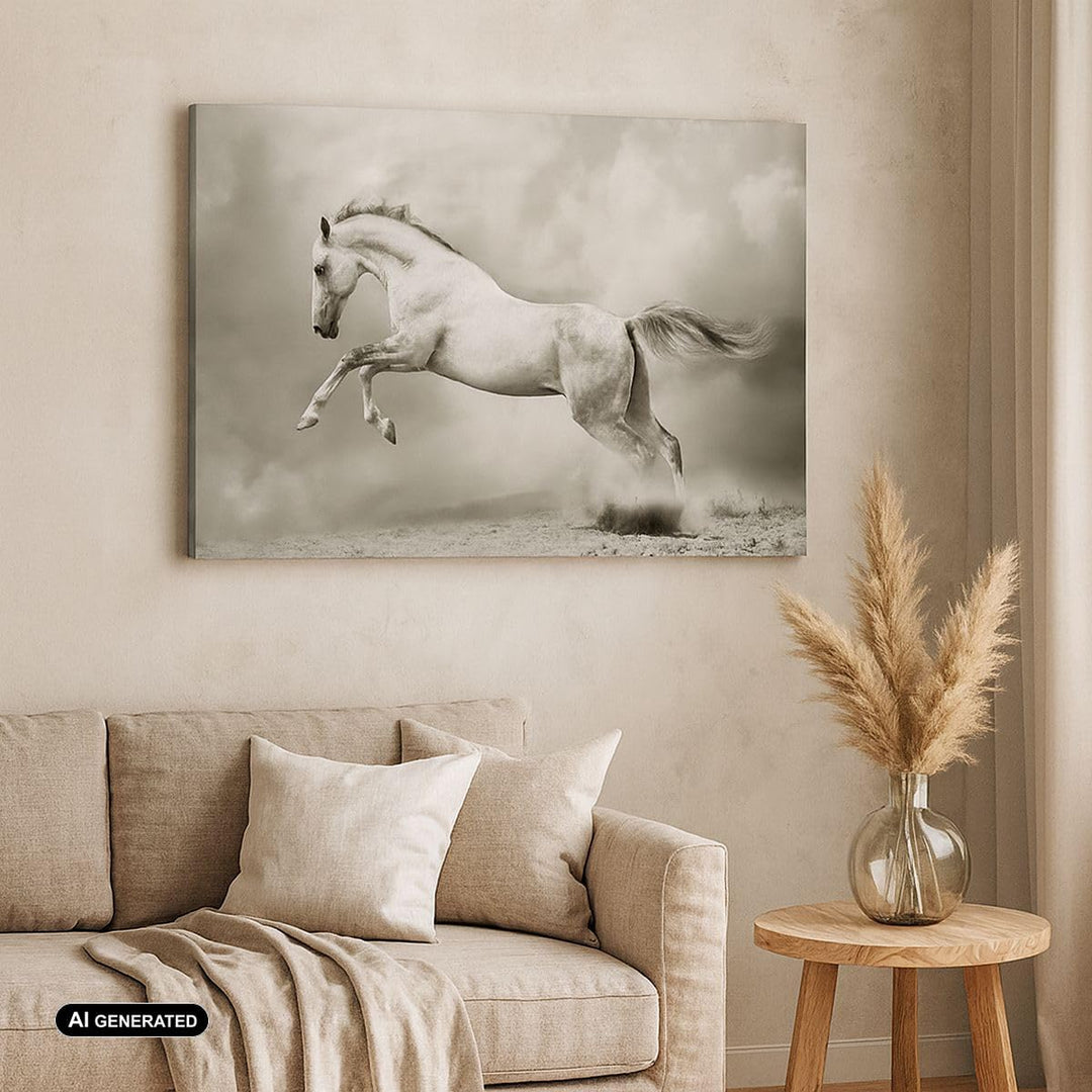 ARTTOR Bilder auf Leinwand 100x70cm Leinwandbild mit Rahmen Pferd Tier Gross Wanddeko Bild Schlafzim