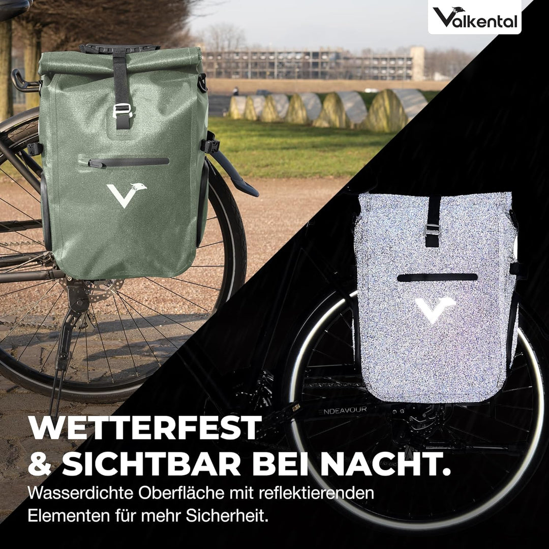 Valkental® - 3in1 Fahrradtasche Pro - Das Original - Hochwertiges Nylon - 23L Volumen - Geeignet als