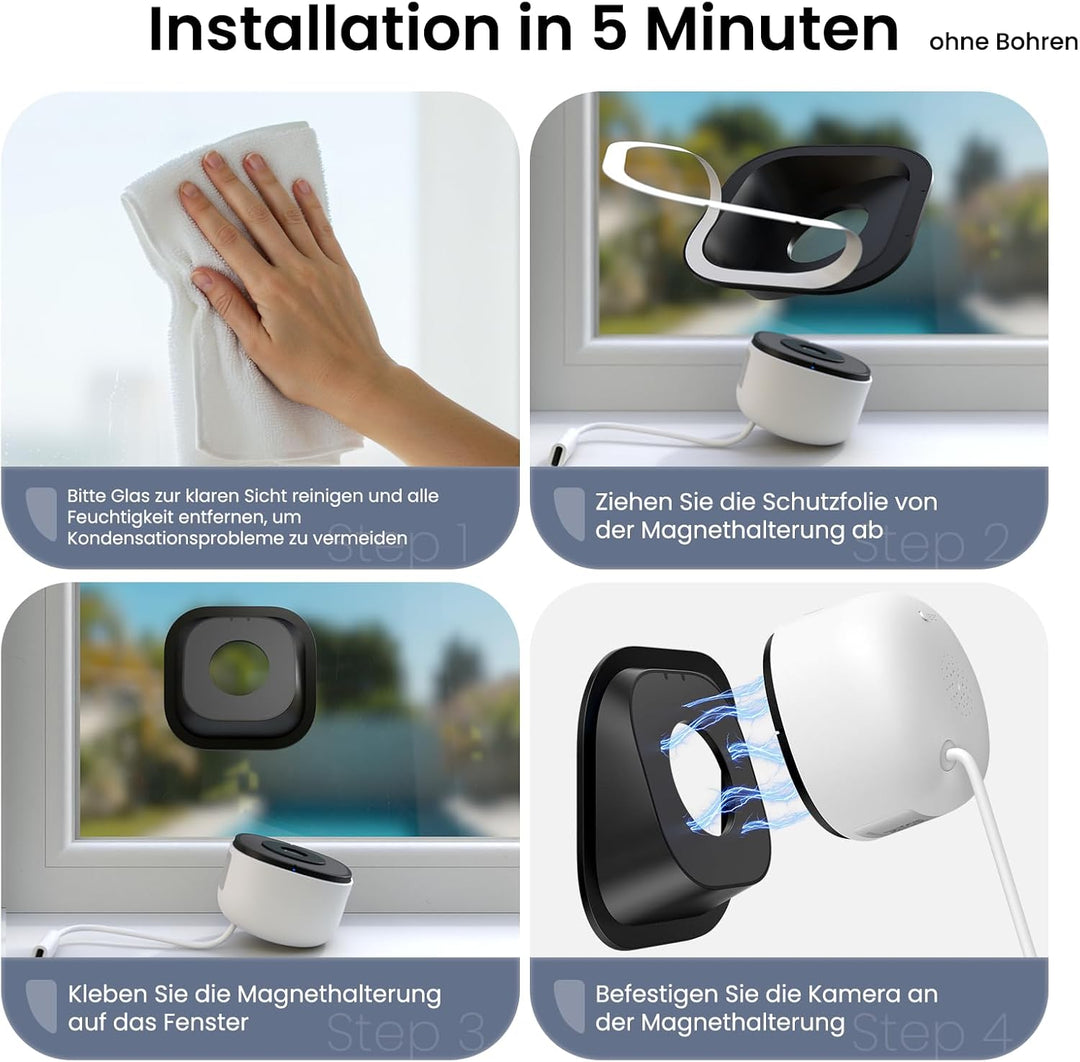 INFIYA Fensterkamera Innen, 2,4&5GHz WiFi Überwachungskamera Innen/Aussen, WLAN Window Camera Indoor