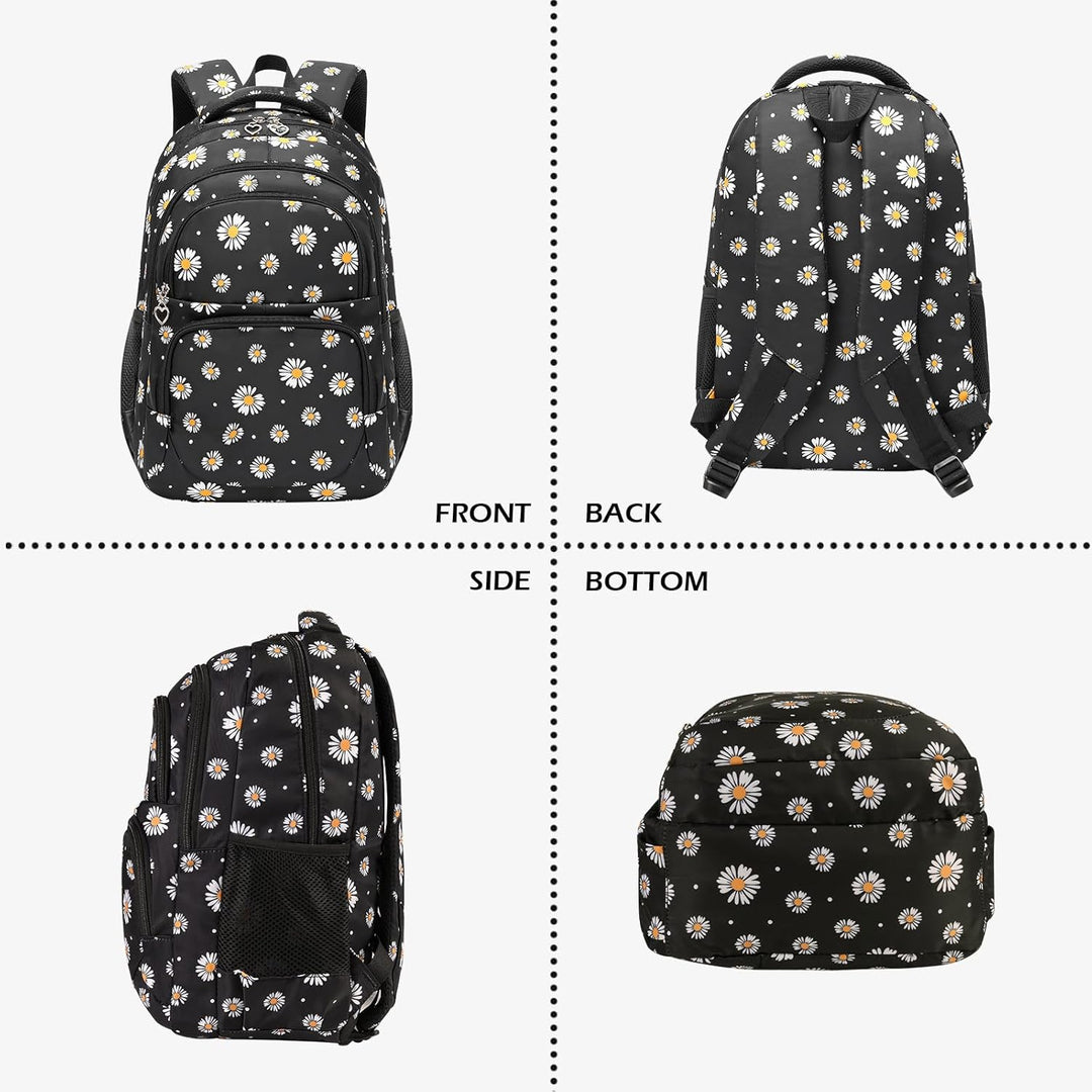 SIVENKE Schulrucksack Mädchen Teenager Damen Schultasche Rucksack Set Gänseblümchen Schulranzen für