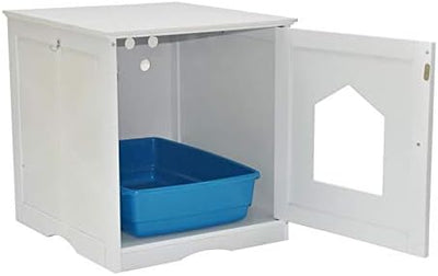 nanook Design Katzenhaus für Katzentoilette - weiss - Holz - 48x53x51 cm - Katzenklo Katzenschrank