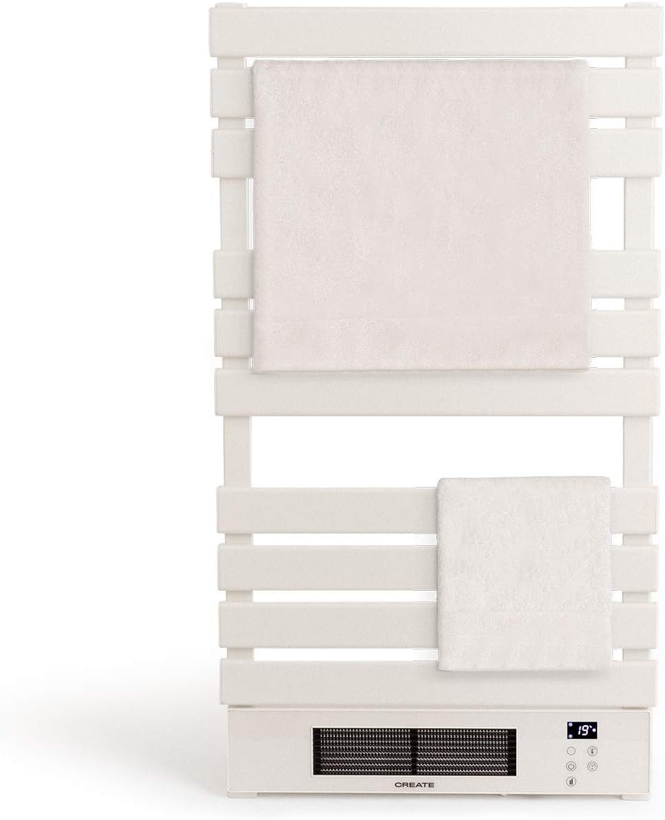 CREATE/ WARM Towel PRO/Badheizkörper Weiss mit Heizstrahler und Fernbedienung / 101x13x55cm / WLAN,