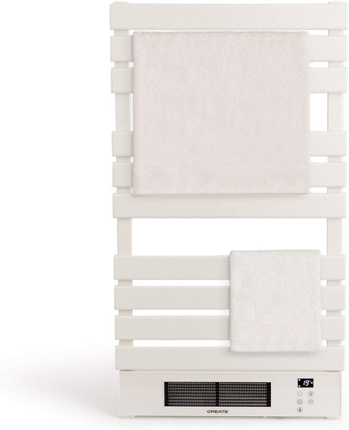 CREATE/ WARM Towel PRO/Badheizkörper Weiss mit Heizstrahler und Fernbedienung / 101x13x55cm / WLAN,