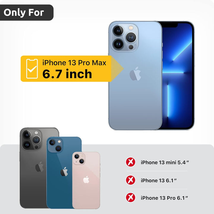GOODVISH 3 in 1 Handykette für iPhone 13 Pro Max 6,7", mit 2 Stück Schutzfolie | 360°-Schutz | Kamer