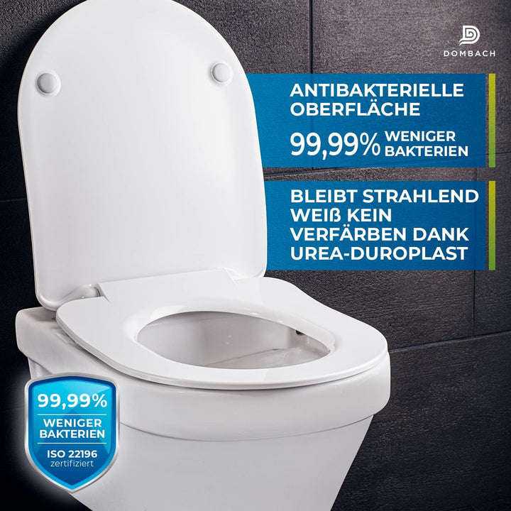 Dombach® Premium Toilettendeckel, Abnehmbar (Weiss) WC Sitz, Klodeckel mit Absenkautomatik, Toilette