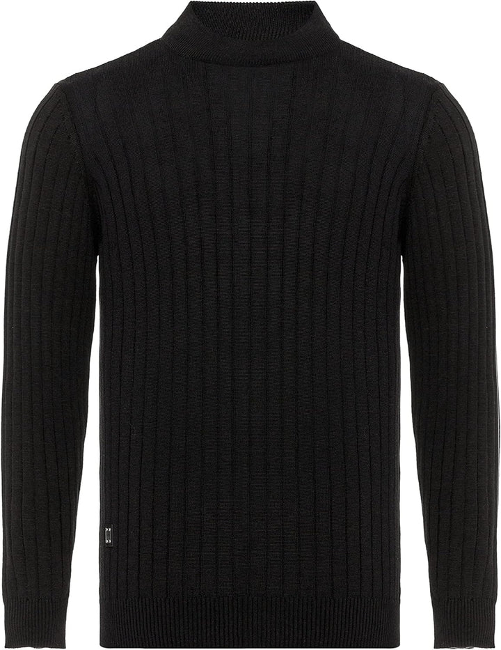 Redbridge Herren Strickpullover Stehkragen Pullover M Schwarz, M Schwarz