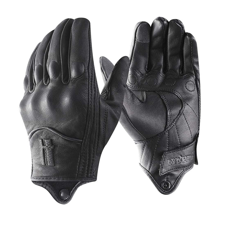 Harssidanzar Herren Vollfinger Ziegenleder Leder Touchscreen Motorradhandschuhe GM028E XS Schwarz(ak