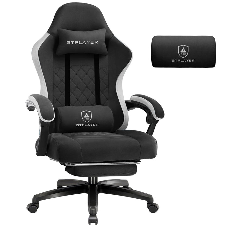 GTPLAYER Gaming Stuhl Stoff, Gaming Sessel mit Taschenfederkissen, ergonomischer Drehstuhl, Gamer St