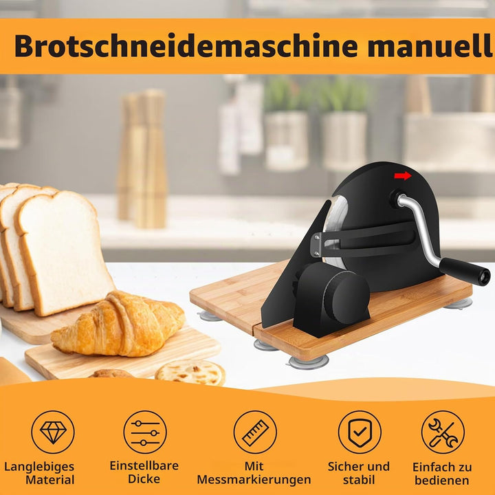 Brotschneidemaschine manuell, Edelstahl 304 Allesschneider Mit Skala &amp; Saugnäpfen, Einstellbare Dick