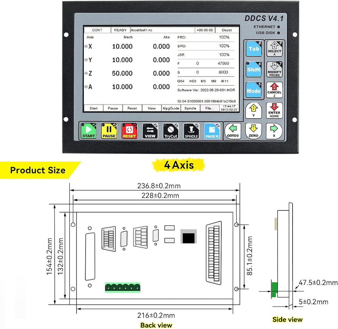 RATTMMOTOR 4-Achsen CNC Steuerung System,DDCS V4.1 CNC Offline Motion Controller PLC Mit 100PPR CNC