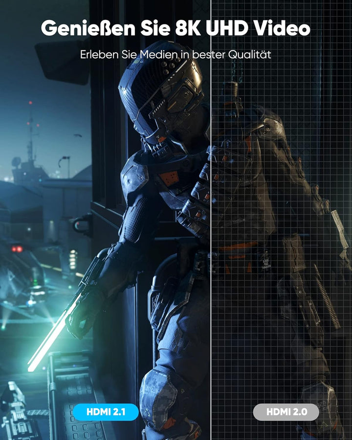 Highwings HDMI Kabel 10meter 8K,48Gbps Highspeed 8K@60Hz HDMI Kabel 4K@120Hz 7680P eARC HDCP 2.2&2.3