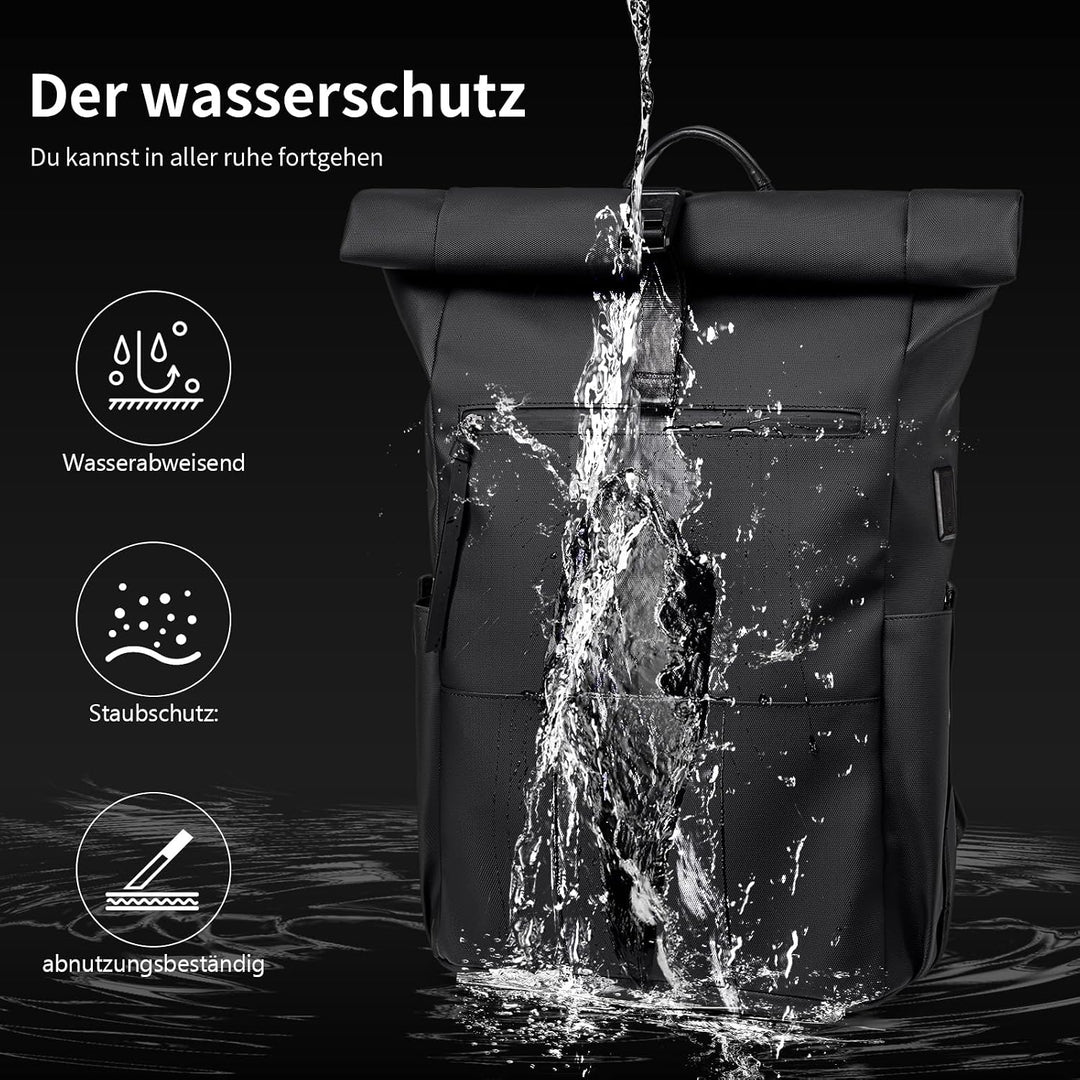 Rolltop Rucksack Damen Herren Grosser Laptop Rucksack Wasserdichter mit Computerfach 16 Zoll Rucksäc