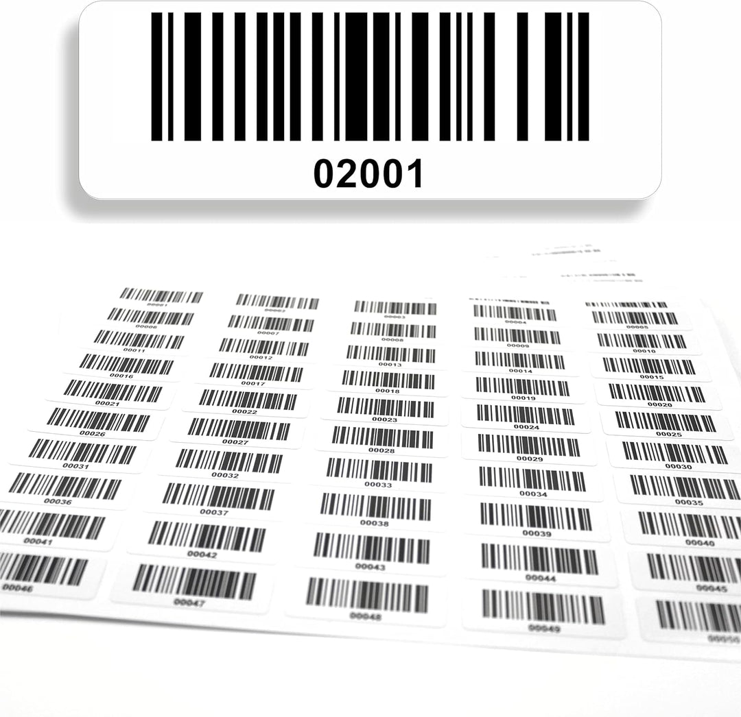 Barcodeetiketten 2001-3000 fortlaufend 5-stellig DGUV Prüfung Barcode Etiketten 1.000 Stck Strichcod