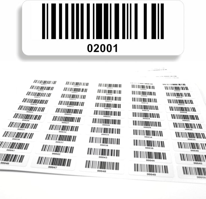 Barcodeetiketten 2001-3000 fortlaufend 5-stellig DGUV Prüfung Barcode Etiketten 1.000 Stck Strichcod
