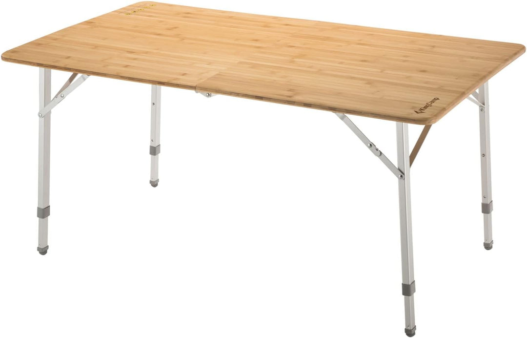 KingCamp Bambus Falt Tisch Camping Klapptisch Garten Alu Holz 3 Höhen Verstellbar