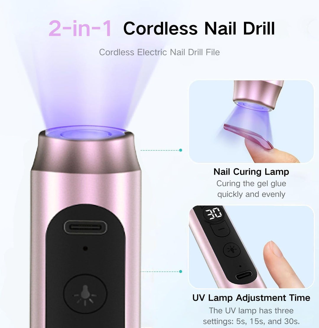 Tragbar Nagelfräser Kabellos 12 in 1 Professionell Elektrische Maniküre Pediküre set USB Wiederaufla