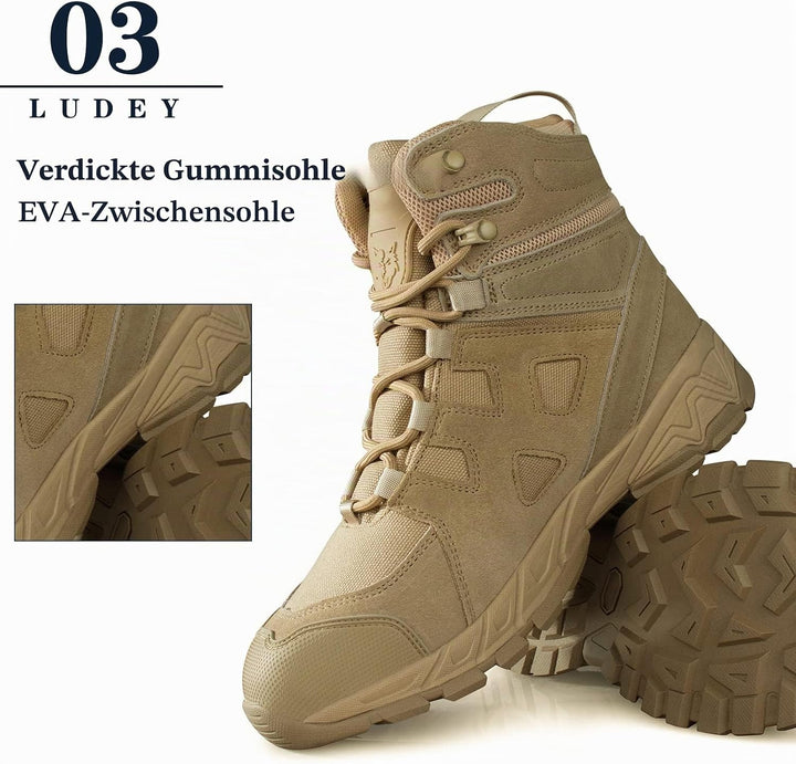 LUDEY Militärstiefel Herren Einsatzstiefel Springerstiefel Bequem Kampfstiefel Tactical Schuhe Dauer