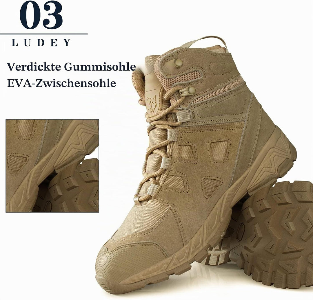 LUDEY Militärstiefel Herren Einsatzstiefel Springerstiefel Bequem Kampfstiefel Tactical Schuhe Dauer