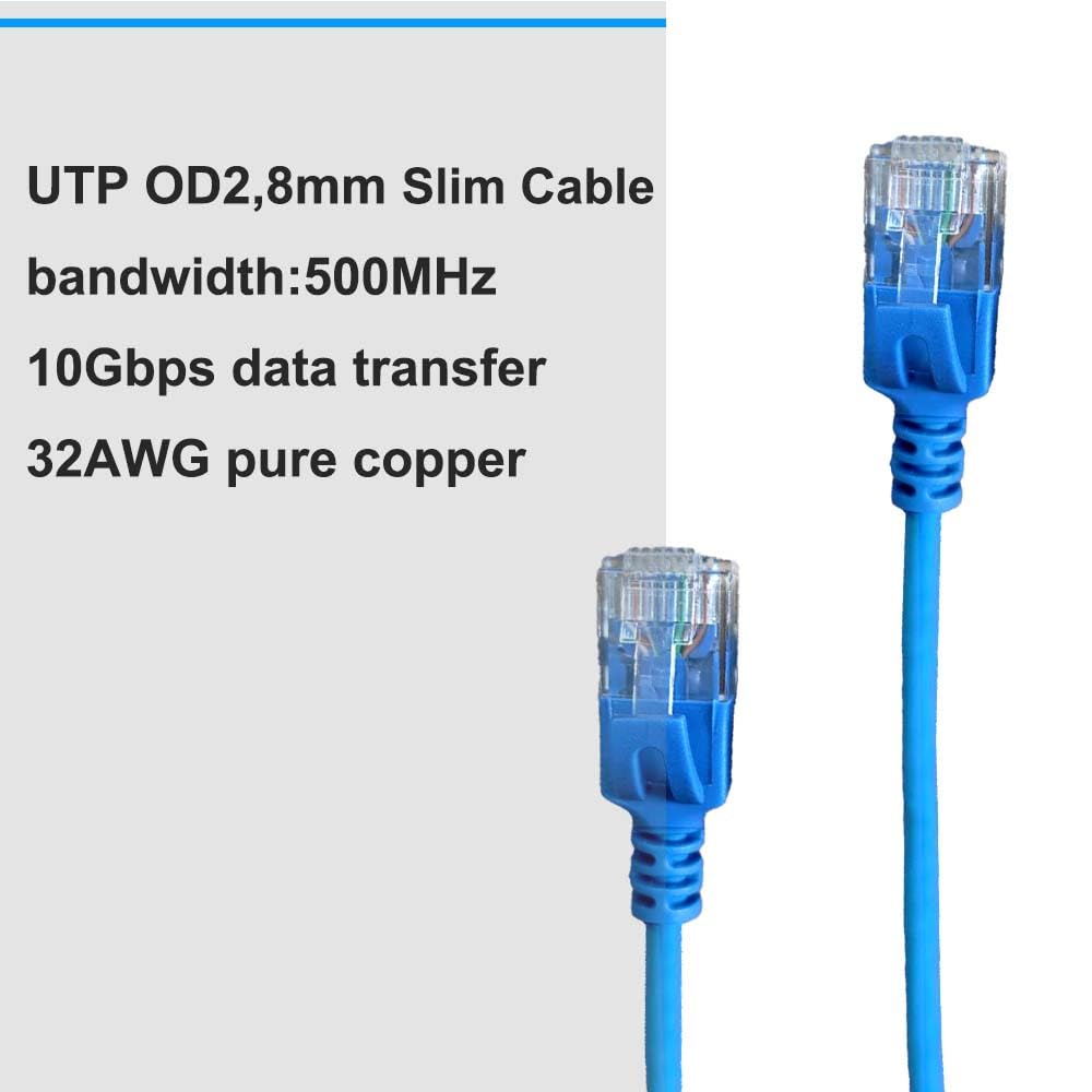 Elfcam® - 25m Ethernet Kabel Cat 6A Ultra Slim 10Gbps 32AWG UTP OD2,8mm 500MHz, 10Gb Thin RJ45 Cat 6