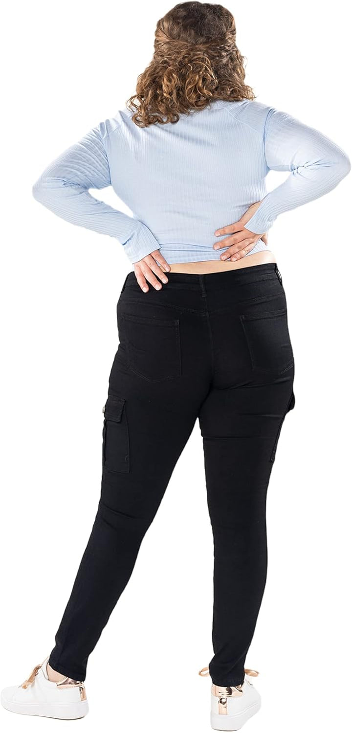 Nina Carter Damen Cargo Jeans grossen Grössen Stretchjeans Plus Size Jeanshosen Used-Look Denim Hose