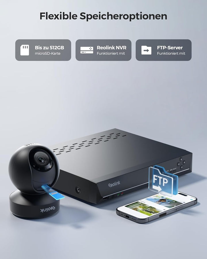 Reolink 4K PTZ Überwachungskamera Aussen WLAN, 3X Optischem Zoom, Auto-Tracking, 2,4/5GHz Wi-Fi, Per